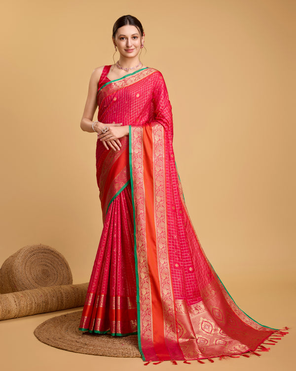 HERITEJ Pink Breathable Banarasi Sarees