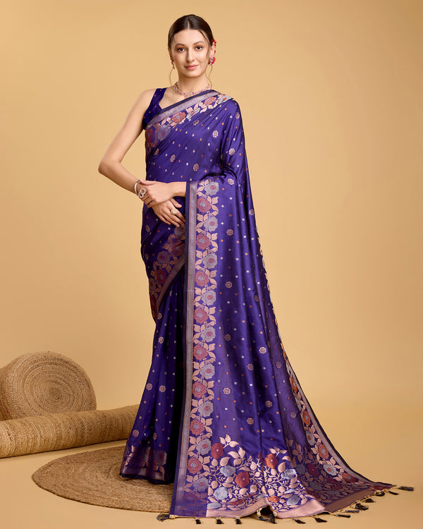 RADHIKA Purple Pure Jacquard fabrics saree