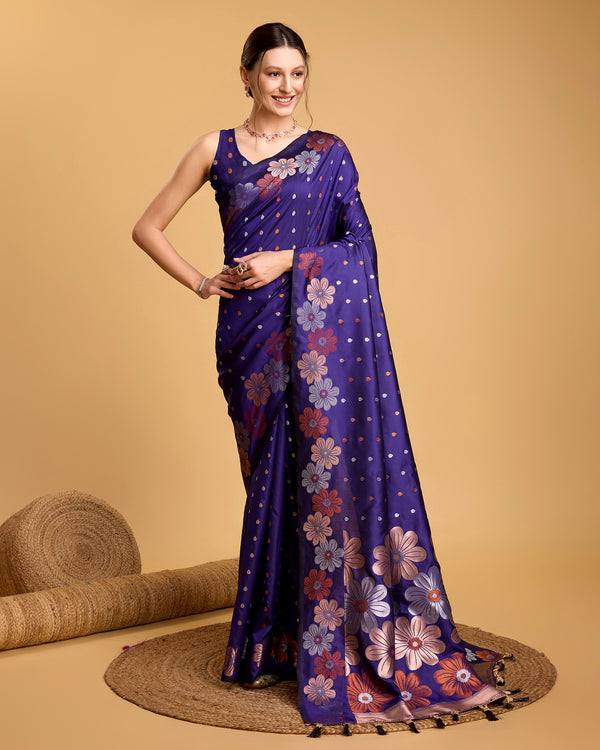 RADHIKA Blue Pure Jacquard fabrics saree