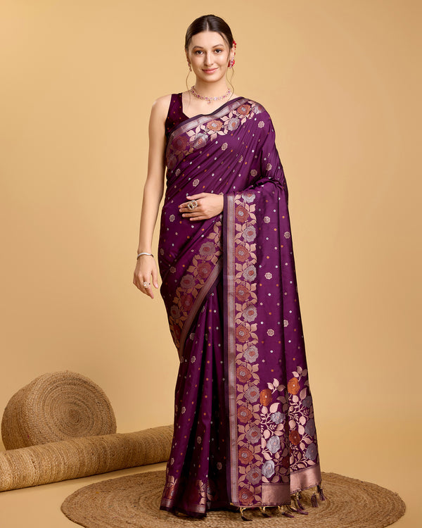 RADHIKA Purple Pure Jacquard fabrics saree