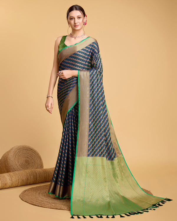 LERI Navy Blue Pure Patola Silk Saree