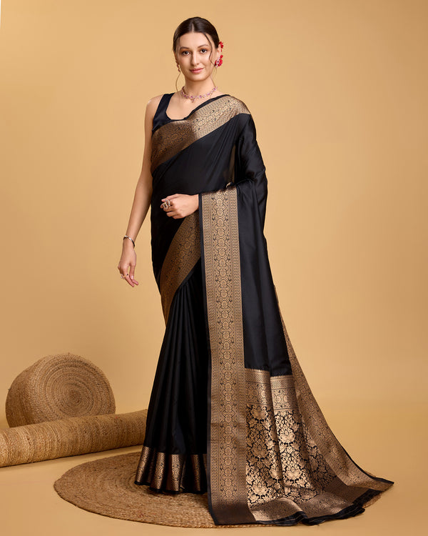 ANAMIKA Black Pure Silk Saree