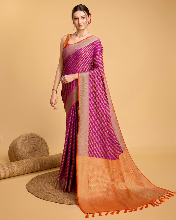 LERI  Pink Pure Patola Silk Saree