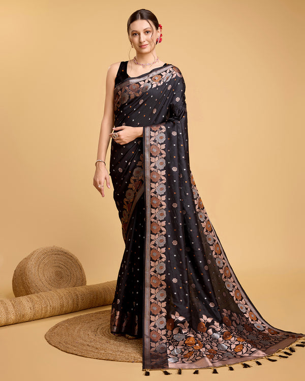 RADHIKA Black Pure Jacquard fabrics saree