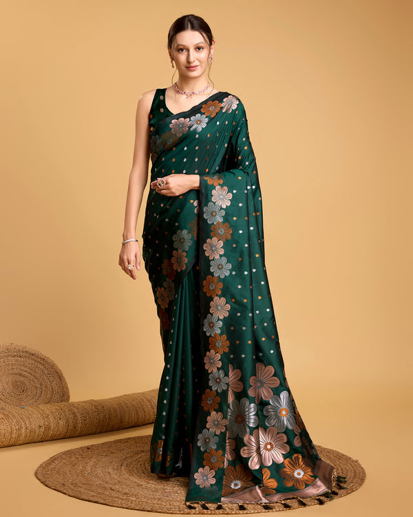 RADHIKA Green Pure Jacquard fabrics saree