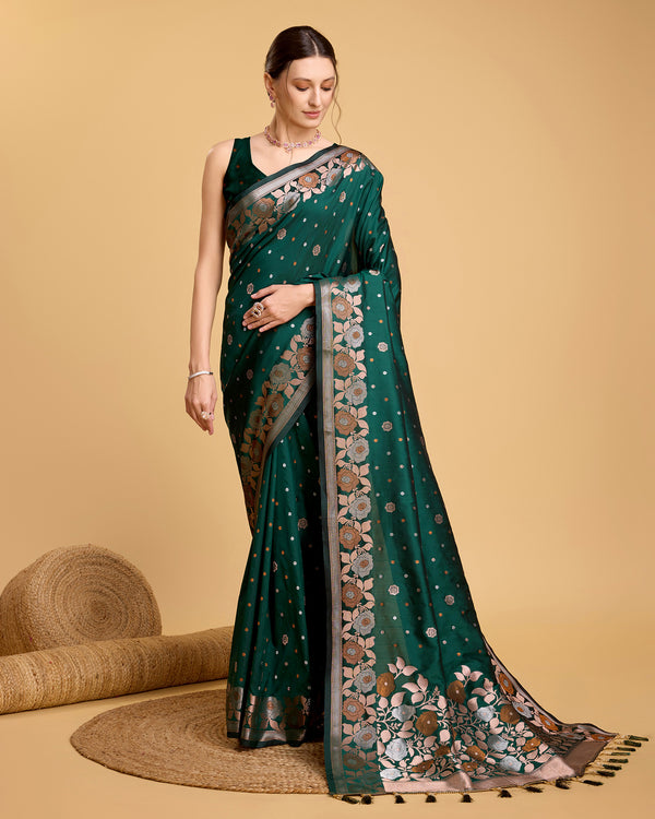 RADHIKA Green Pure Jacquard fabrics saree