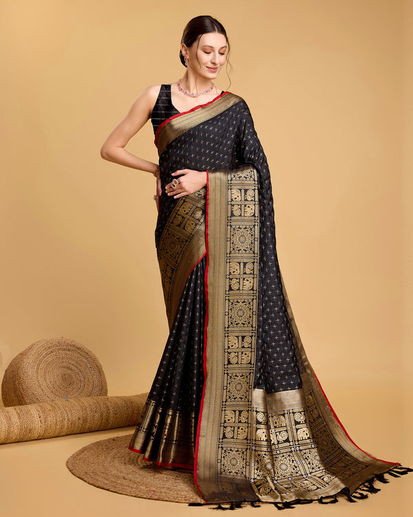 Black Soft Silk & Jari Saree