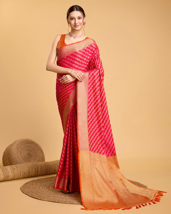LERI Pink Pure Patola Silk Saree