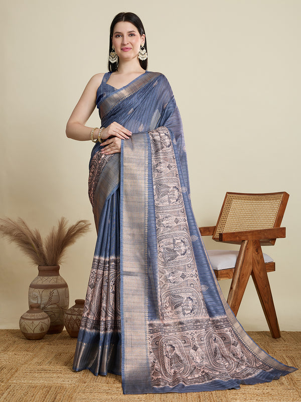 ABHILASHA Light Bule Cotton Saree