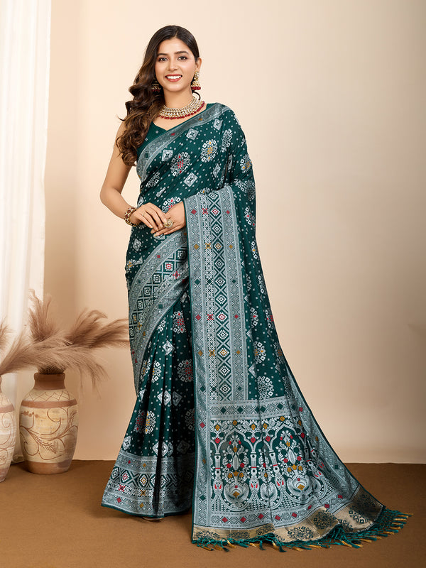 ANANYA Rama Green Color Saree With MIna Kari