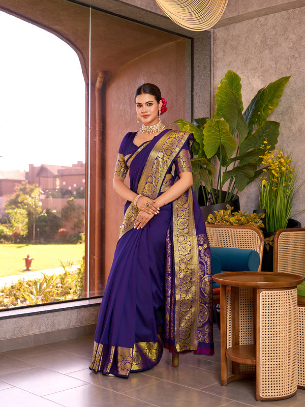 ADYA Navy Bule Pure Silk Saree