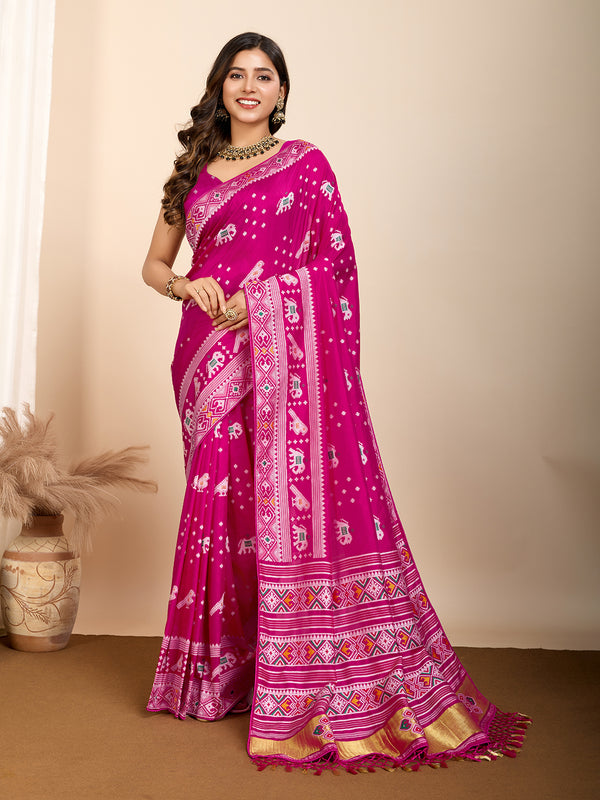 ANANYA Pink Pure Silk Saree