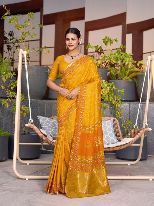 ANWITA Yellow Cotton Saree