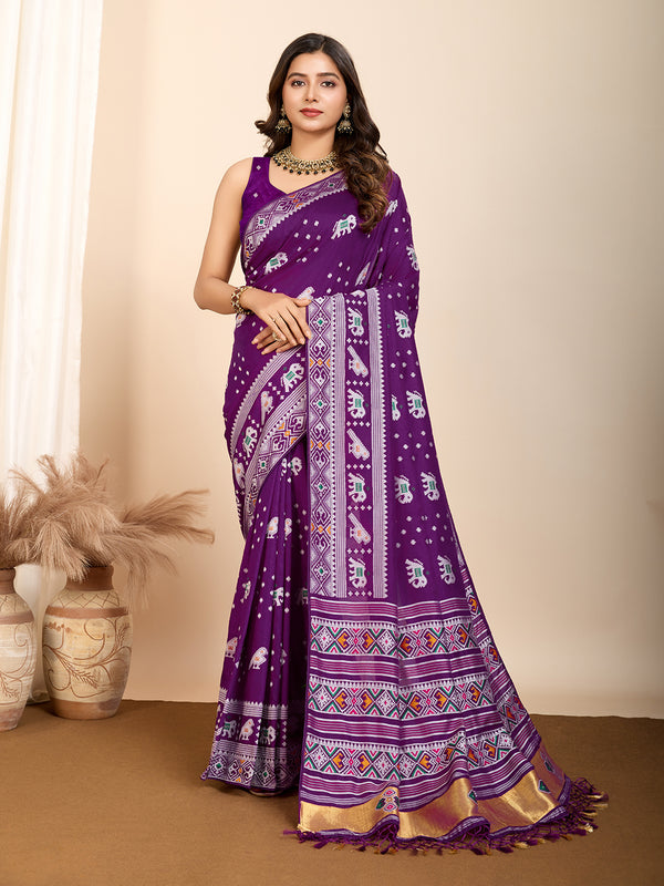 ANANYA Violet Purple/Wine Pure Silk Saree