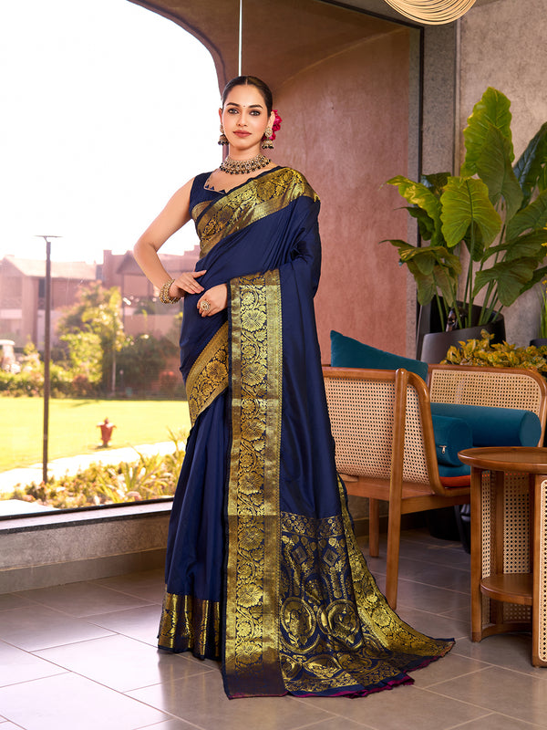 ADYA Blue Pure Silk Saree