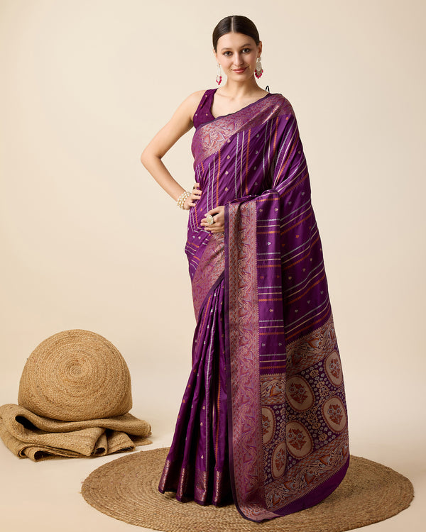 APEXA purple Pure  Jacquard fabrics Saree