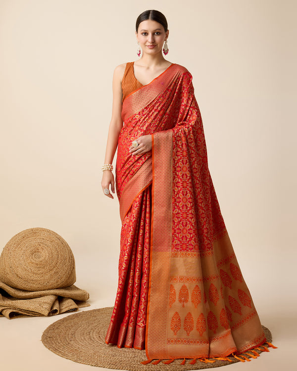 LERI Red  Banarasi Silk Saree