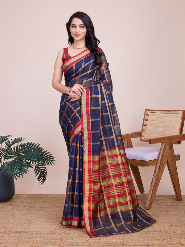 ANUPAMA Navy Blue Soft Silk Saree