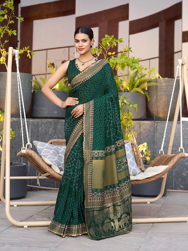 ANWITA Green Cotton Saree