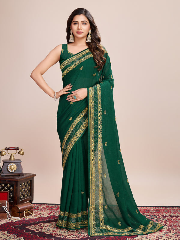 PEHNA Grren Soft Silk Saree