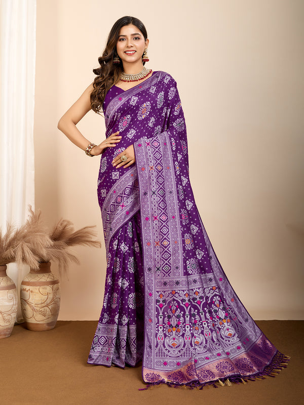 ANANYA Purple Color Saree With Mina Kari