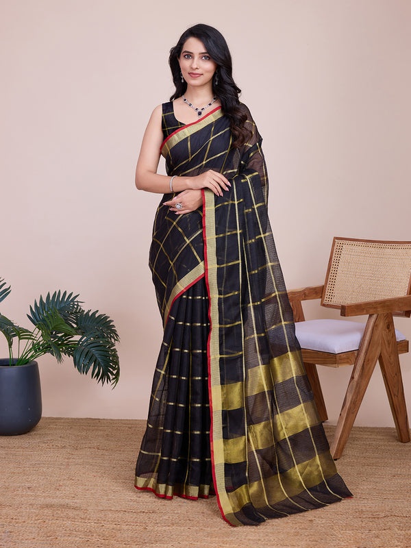 ANUPAMA Black Soft Silk Saree