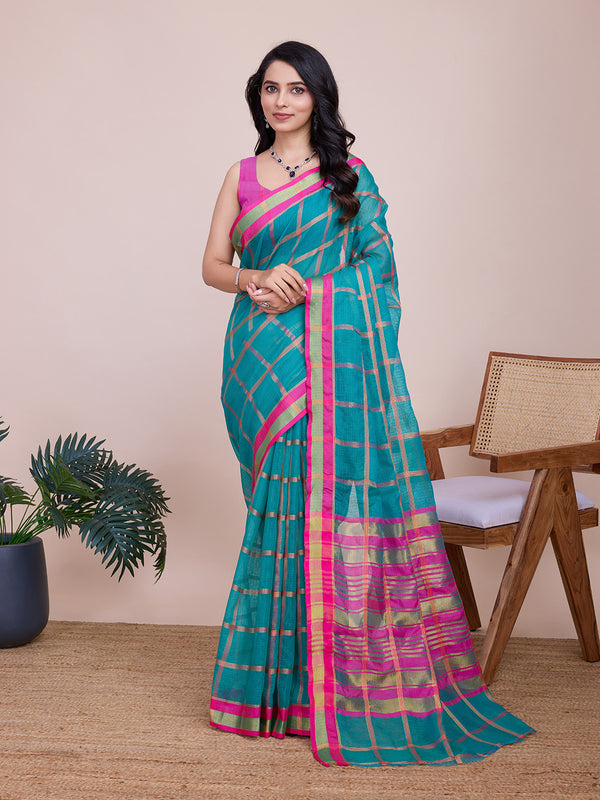 ANUPAMA Teal Blue Pure Silk Saree