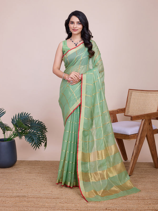 ANUPAMA  Kota Doria Light GreenSaree