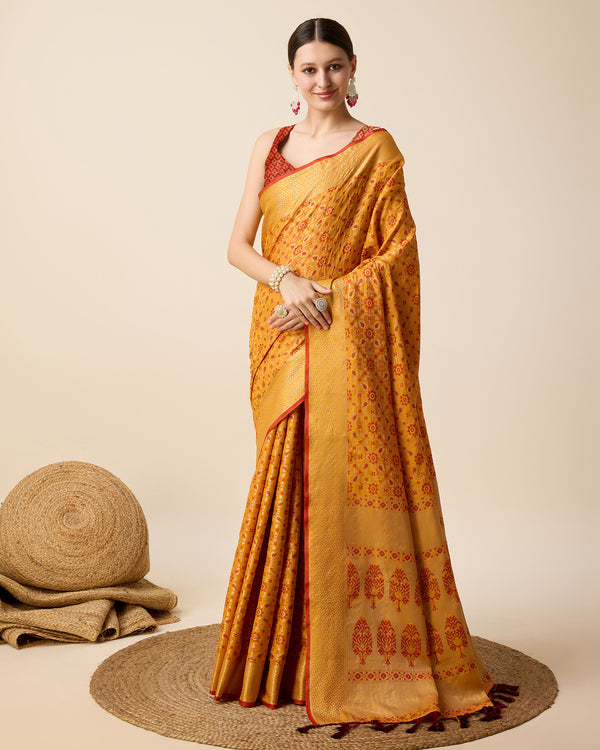 LERI Mustard Yellow Banarasi Silk Saree