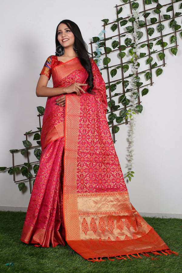 LERI  Red Pure Patola Silk Saree
