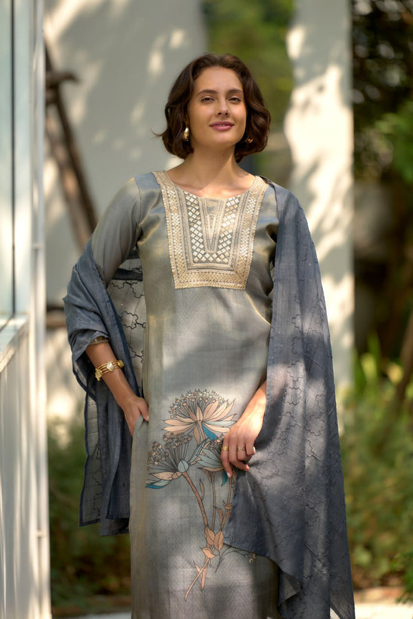 Elegant Straight Kurti Pant Dupatta Set