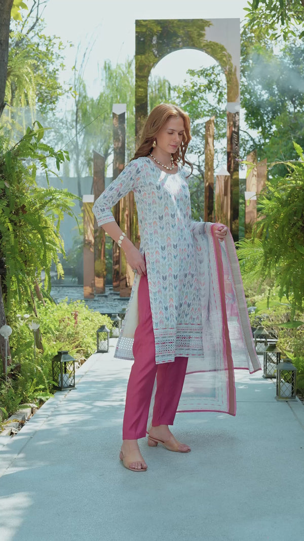 Elegant Straight Kurti Pant Dupatta Set