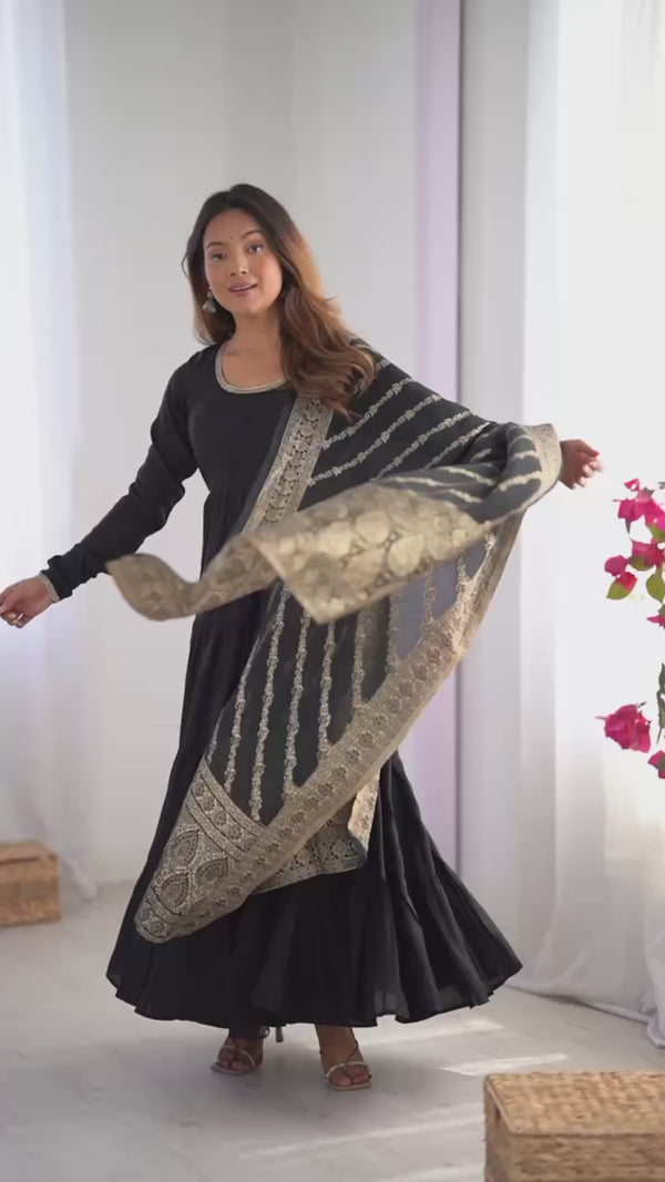 *PURE ROMANSILK CHANDERI FABRIC FULLY FLAIR ANARKALI,WITH DUPPTA SET,PENT READY TO WEAR*